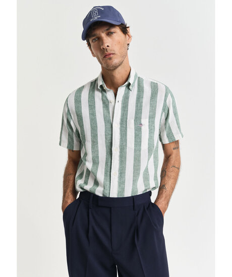 Product Image for cot linen stripe ss shirt
