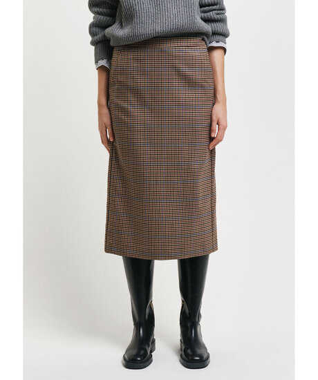 Checked slit skirt