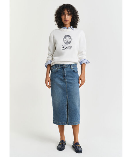 Midi denim skirt