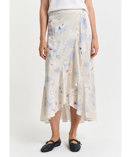 Floral print wrap skirt