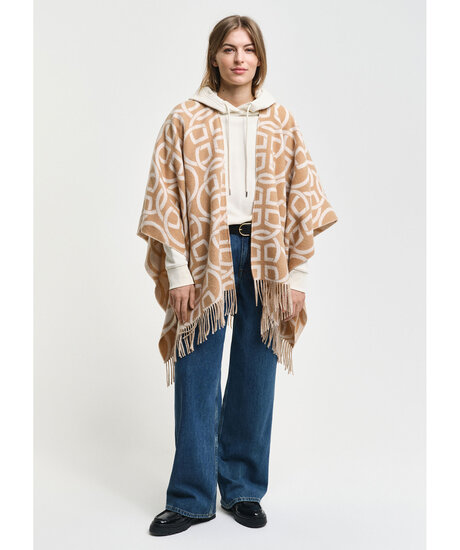 G pattern wool poncho