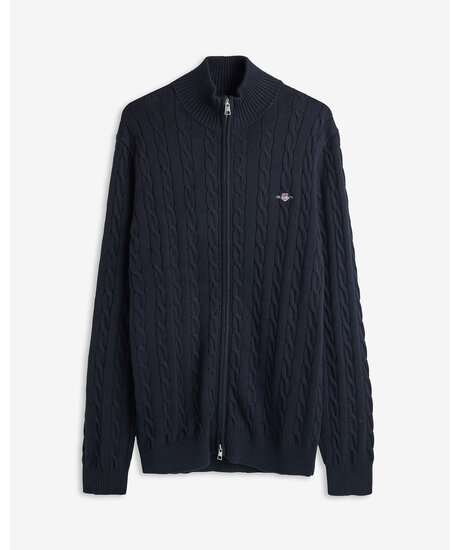 Cotton cable zip cardigan | Man - Varumärken - Gant - Tröjor - Stickade tröjor | ModeLejon