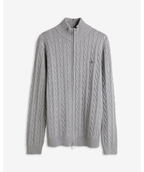 Cotton cable zip cardigan | Man - Varumärken - Gant - Tröjor - Stickade tröjor | ModeLejon
