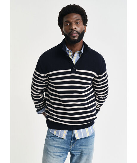 Strp Cotton Half Buttoned