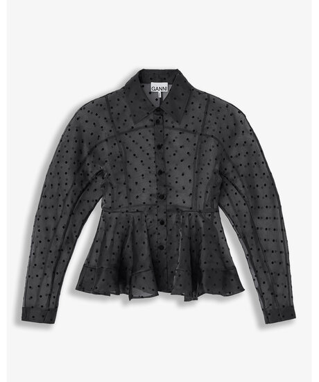 Flocked Organza Shirt | Kvinna - Varumärken - Ganni | ModeLejon