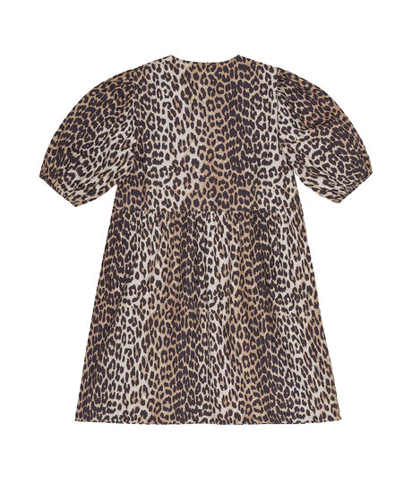 Alternativ bild 1 för Ganni - Printed Cotton Tie String Mini Dress - Klänning - Leopard - 38