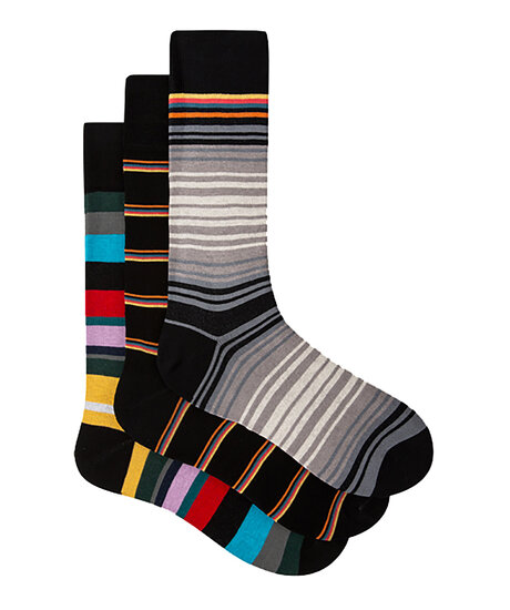 Sock 3-Pack Black Stripe
