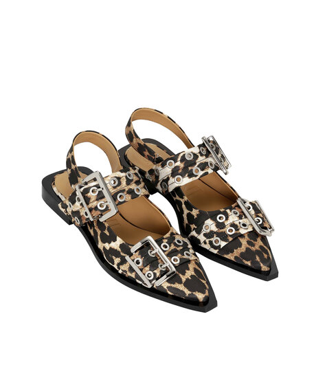 Alternativ bild 1 för Ganni - Feminine Buckle Ballerina Print - Ballerina - Leopard - 40