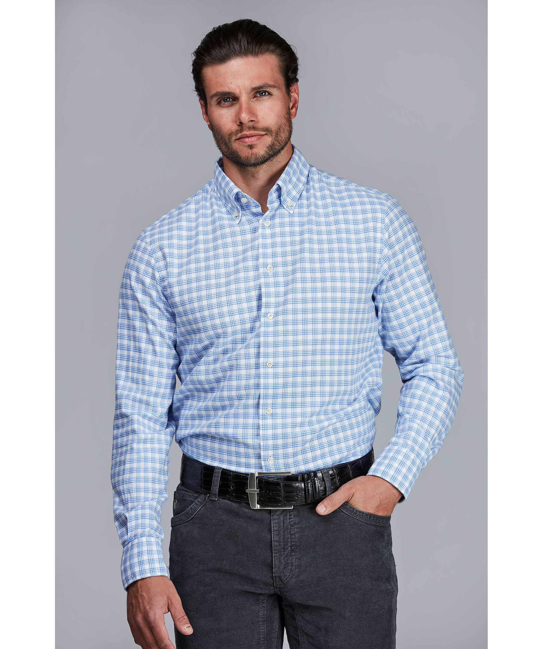 Blue Check Twill Shirt 1