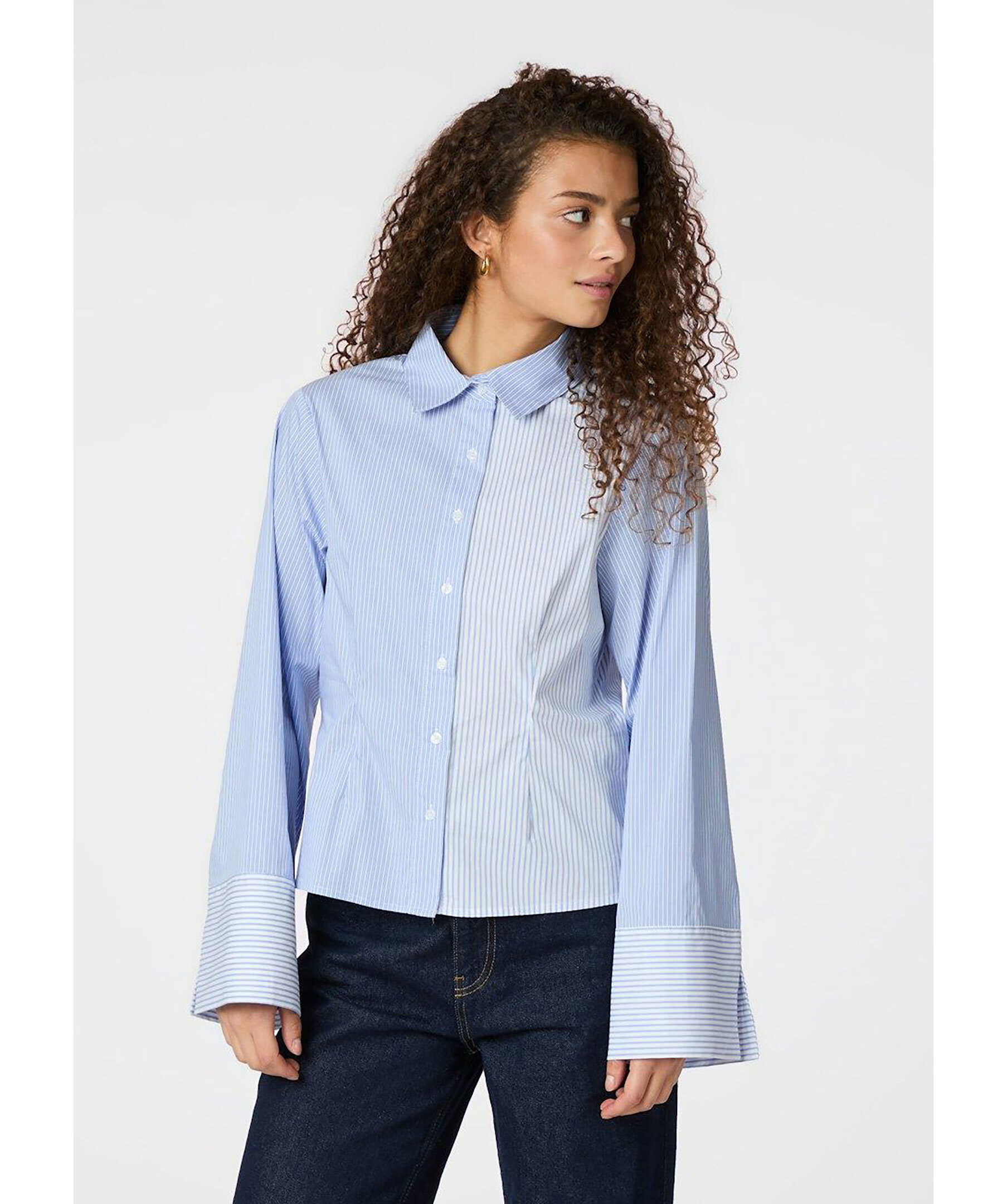Handla Rosa Mix Stripe Shirt, Ljusblå hos Johnells.se