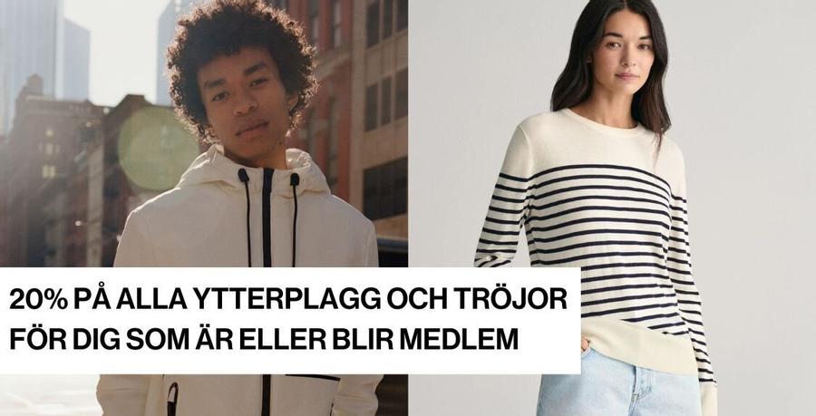 20% på ytterplagg och tröjor