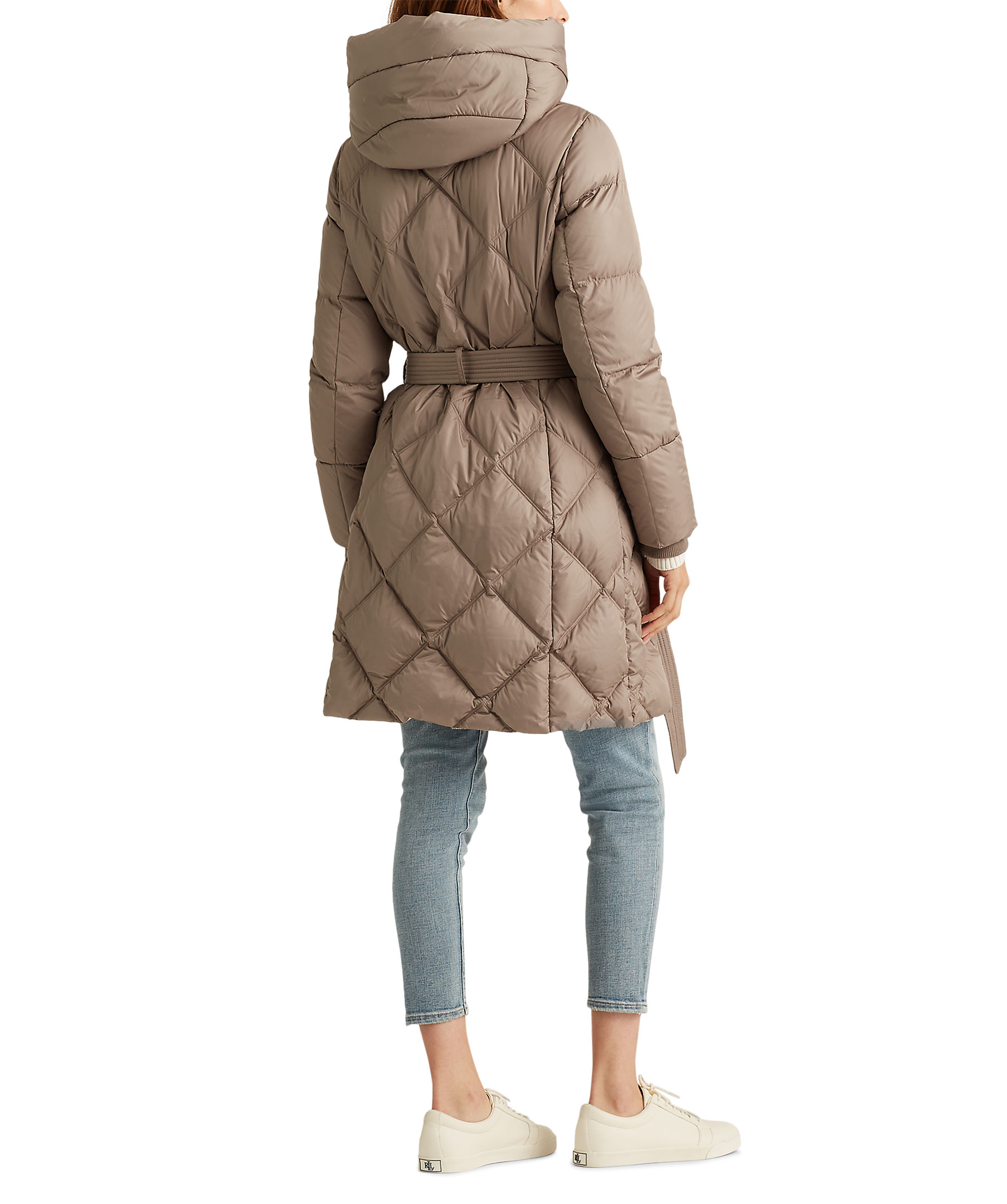 Handla Belted down coat, Beige hos 