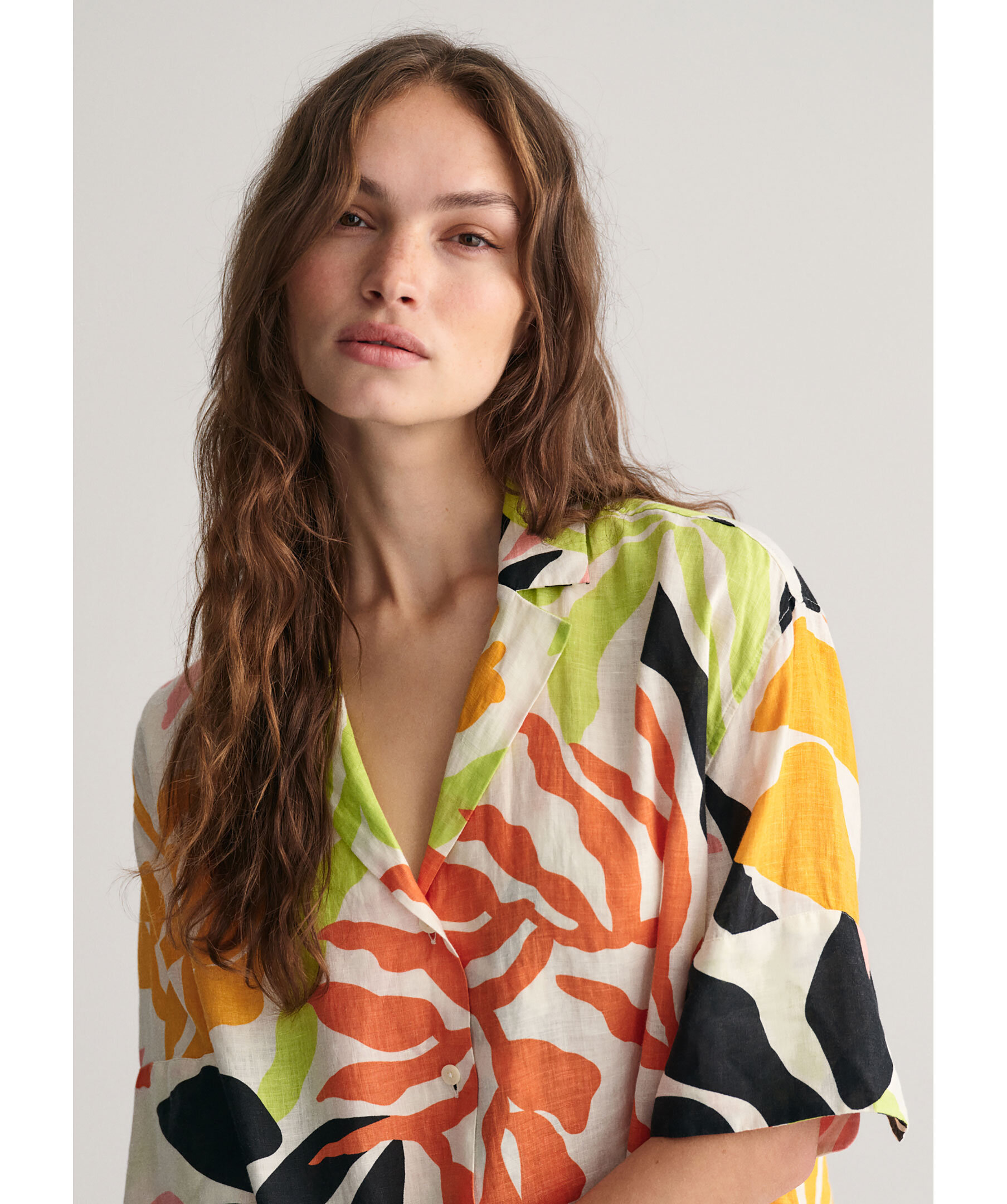 Palm Print SS Linen Shirt 3