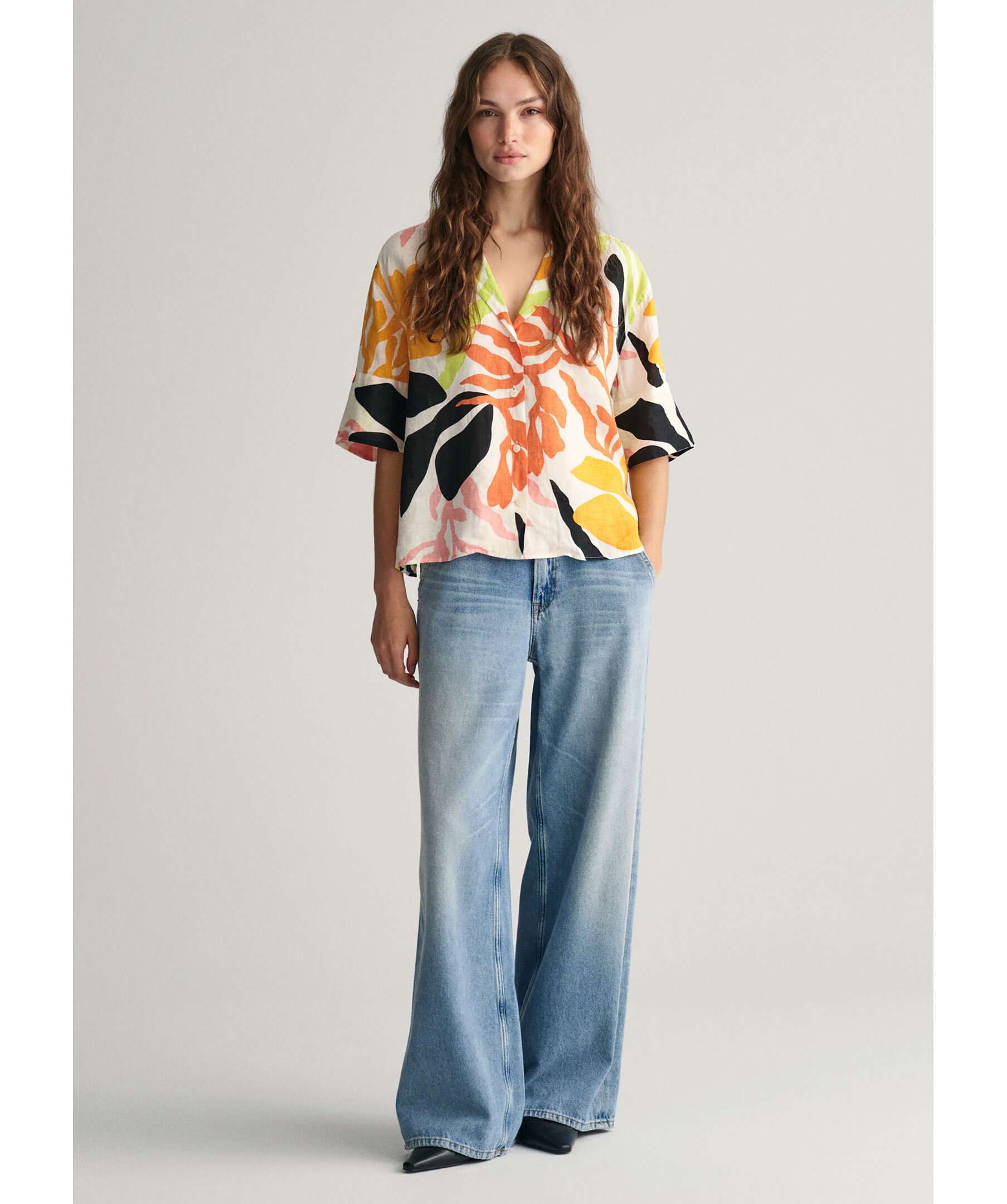 Palm Print SS Linen Shirt 4