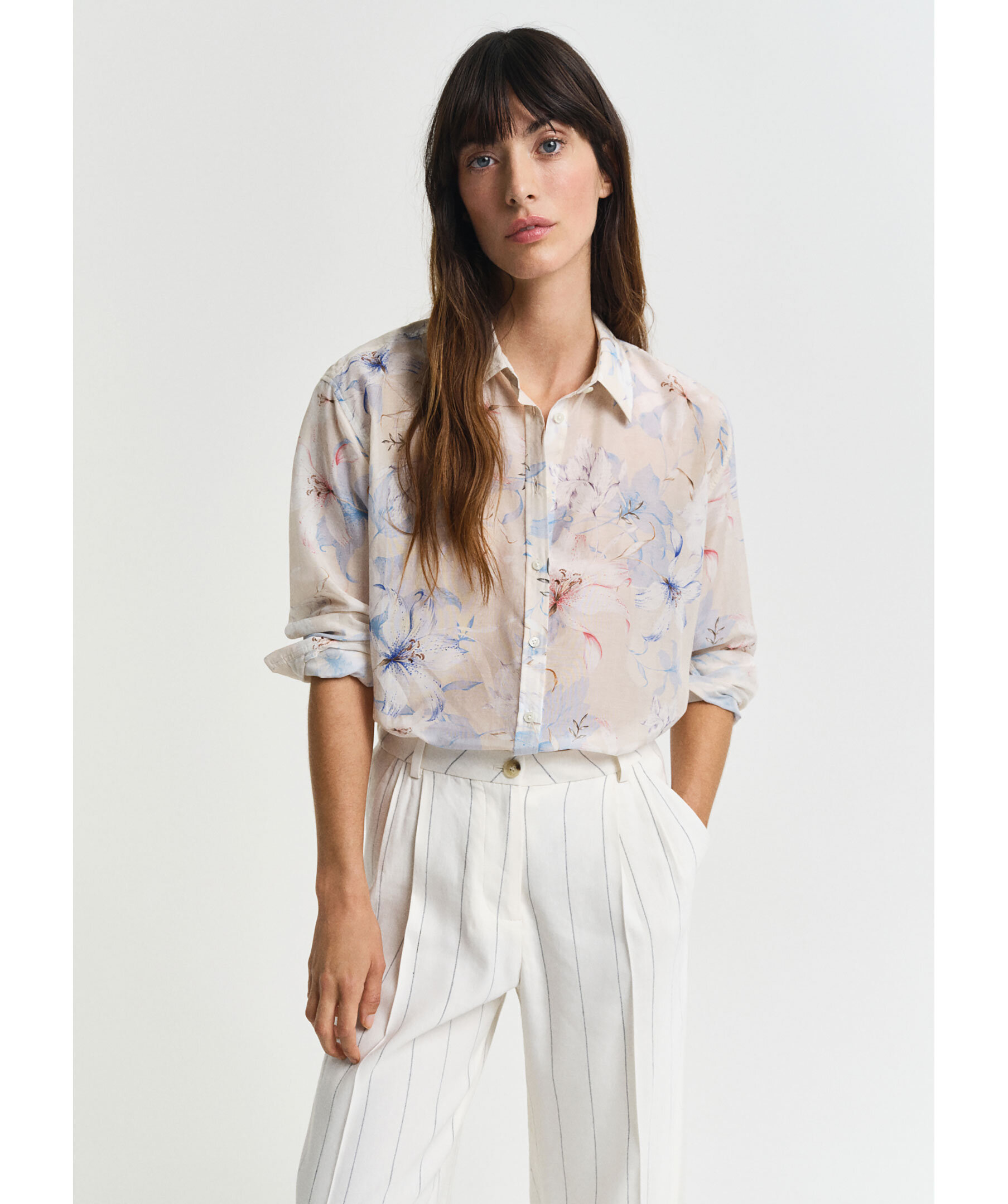 Floral print silk shirt 1