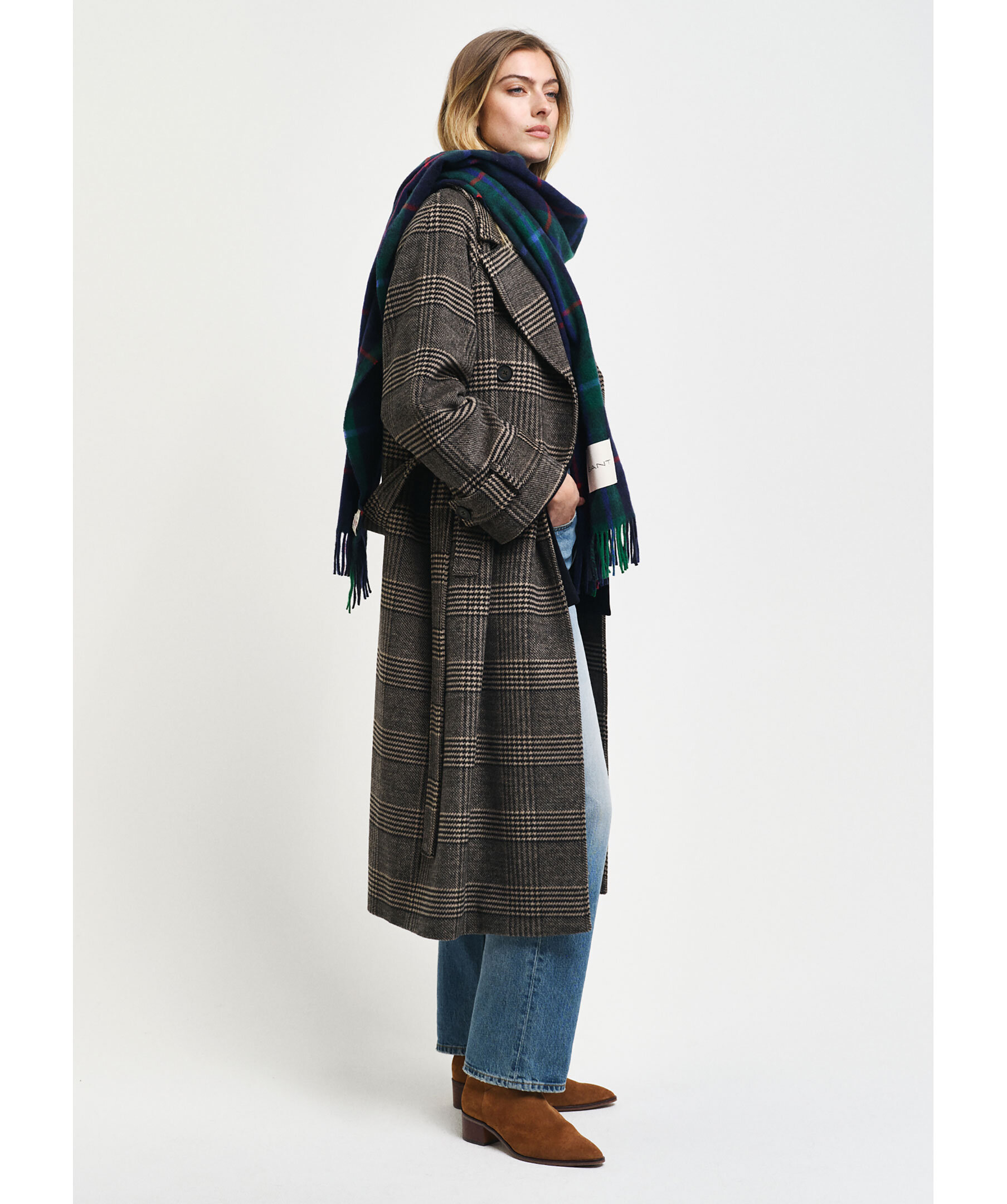 Checked wool trench coat 2