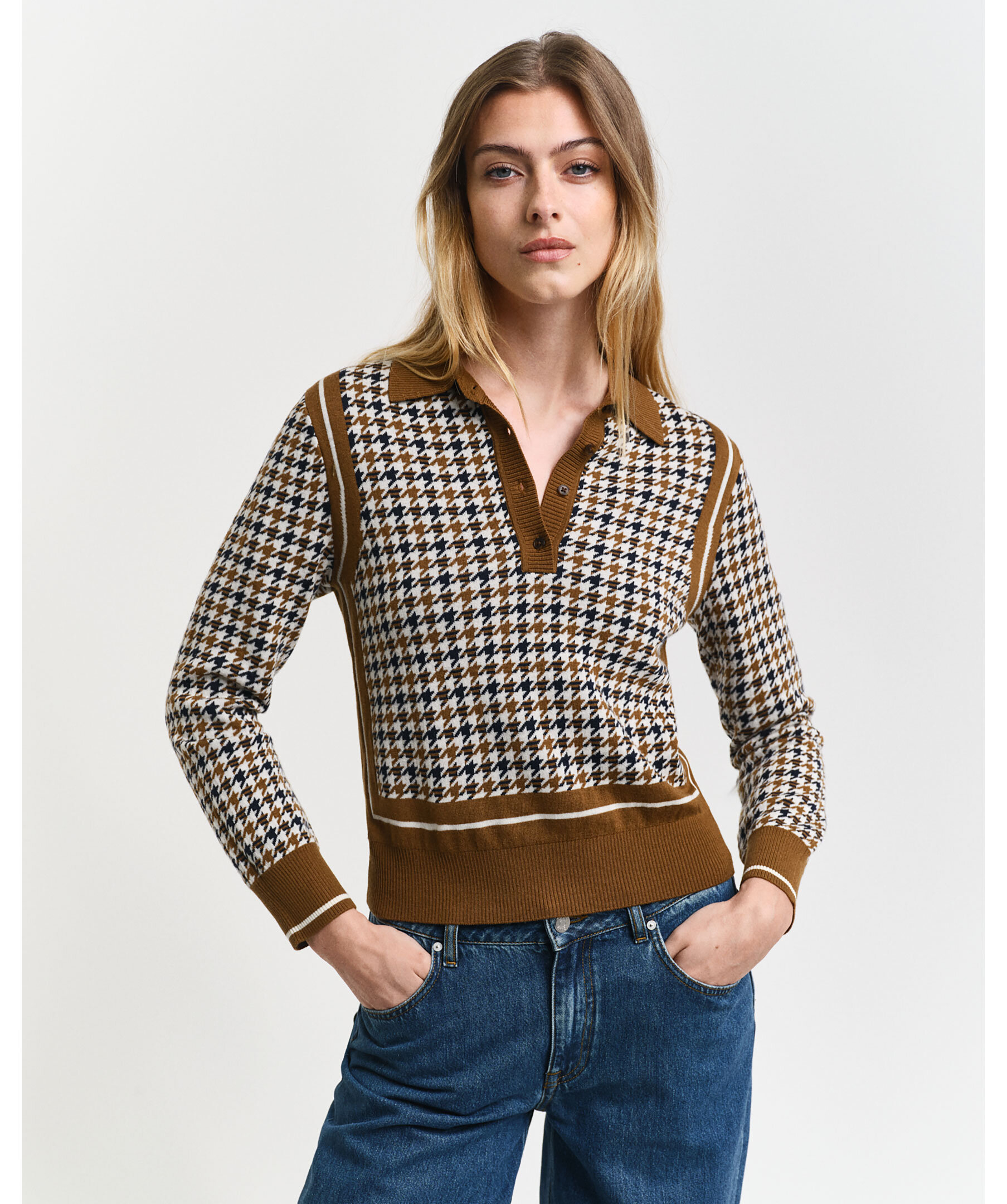 Houndtooth jacquard polo 1