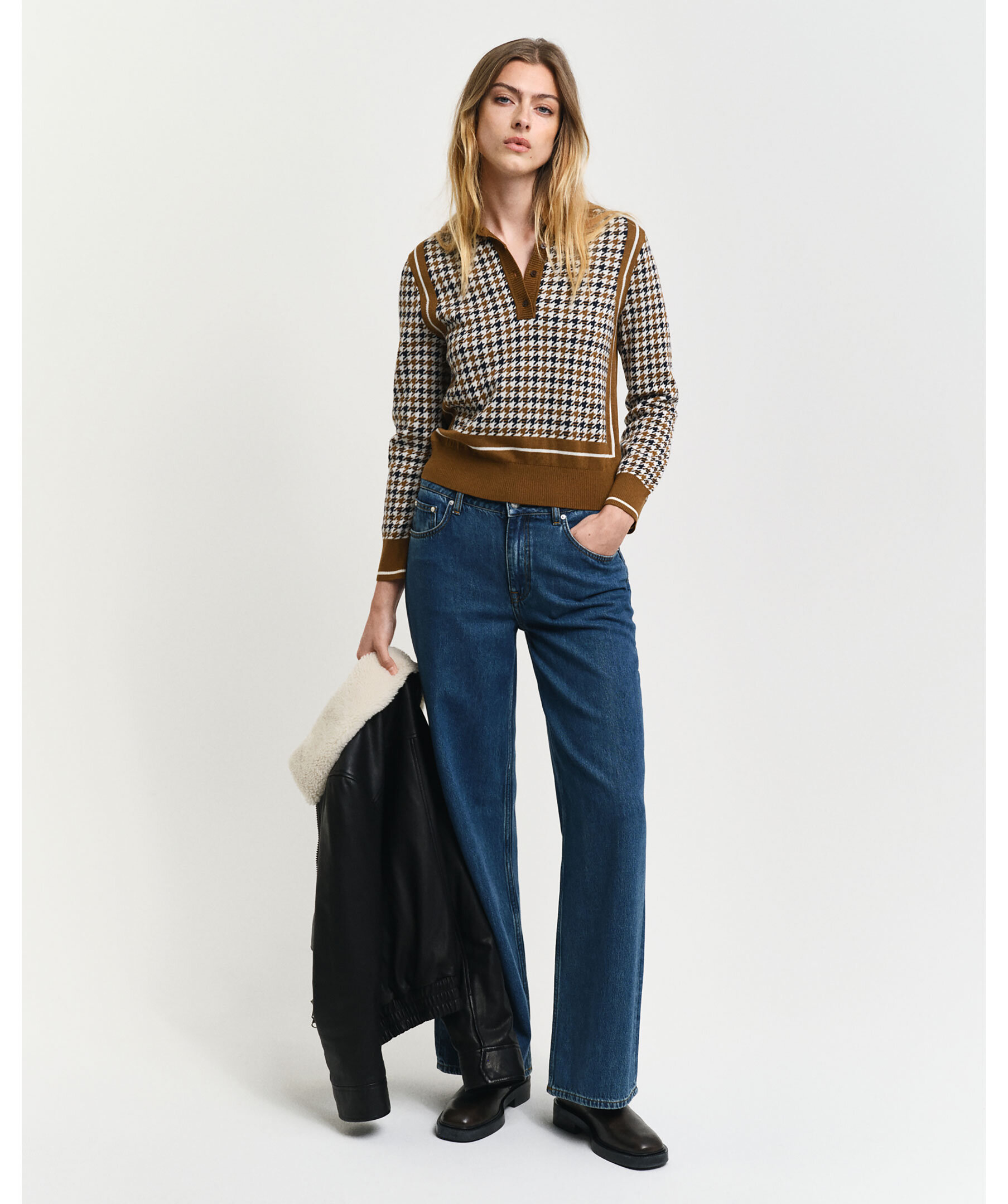 Houndtooth jacquard polo 4