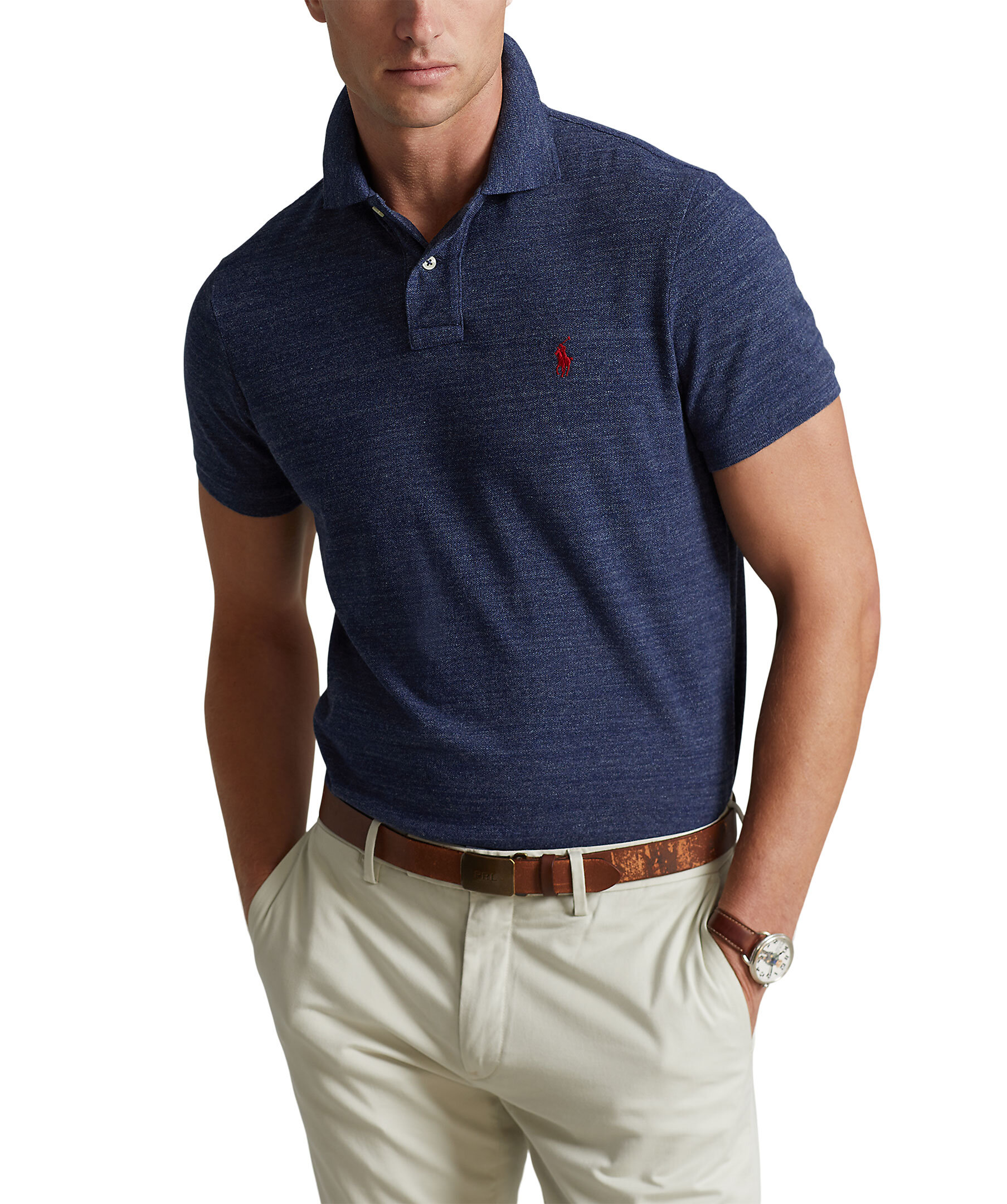 Handla Custom slim piké, Blå hos Johnells.se | 710782592N-008