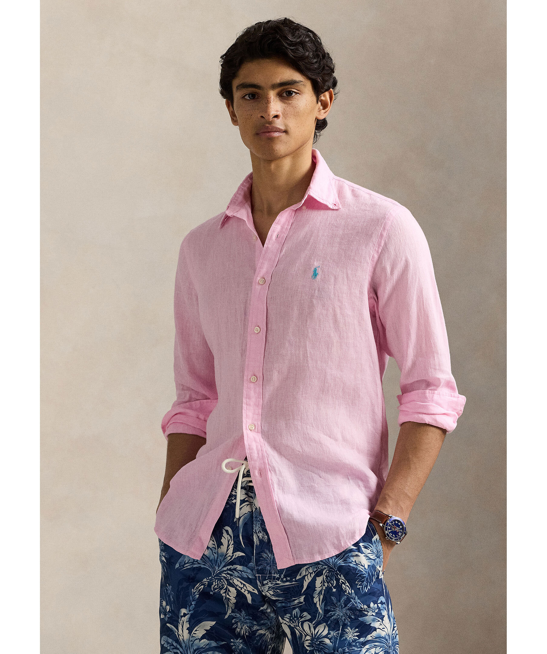 Tシャツ・カットソー Ralph Lauren SS25 Pink linen shirt (710966294 009) Linen shirt POLO RALPH LAUREN | Custom fit | color Pink