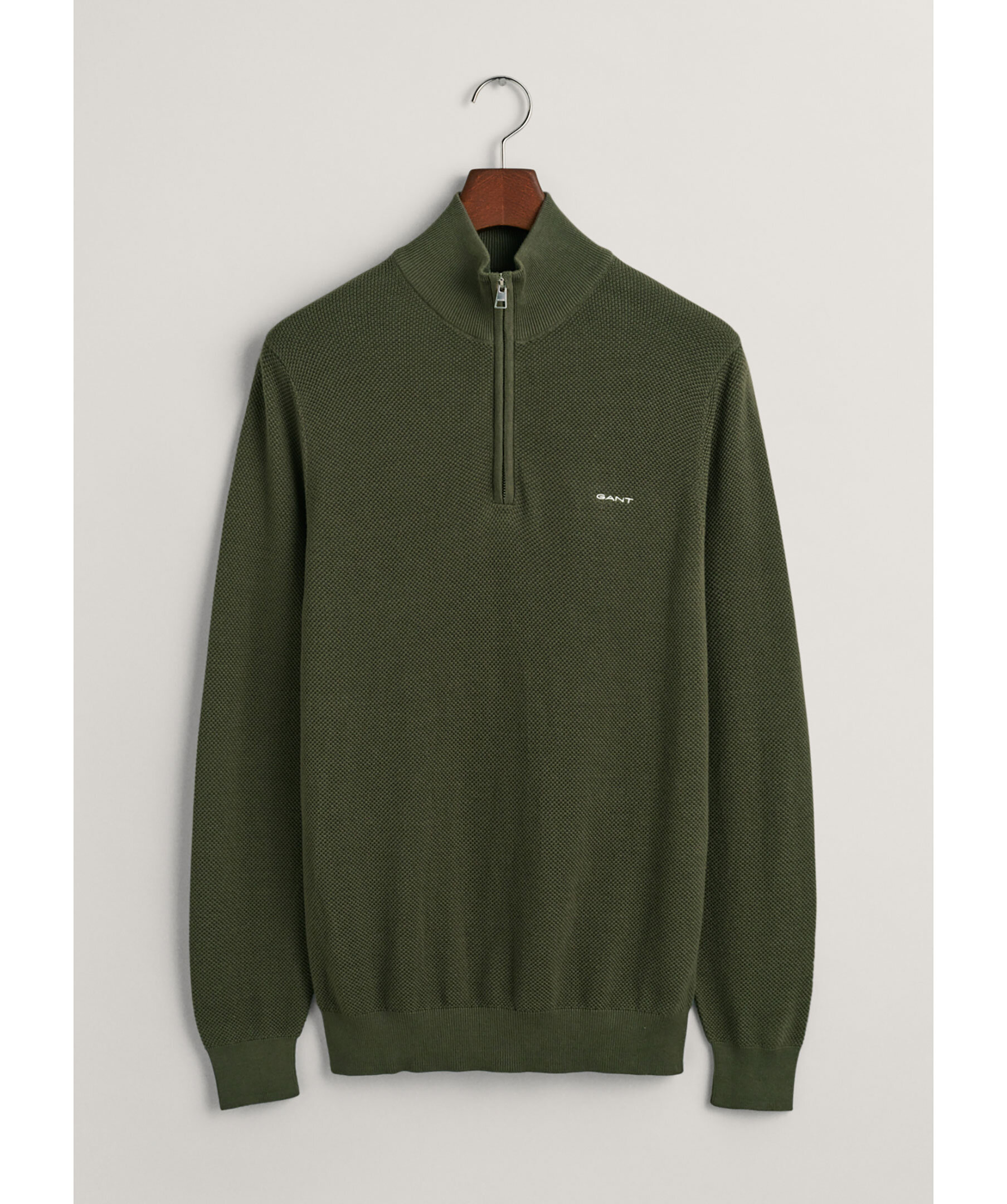 Cotton pique half zip