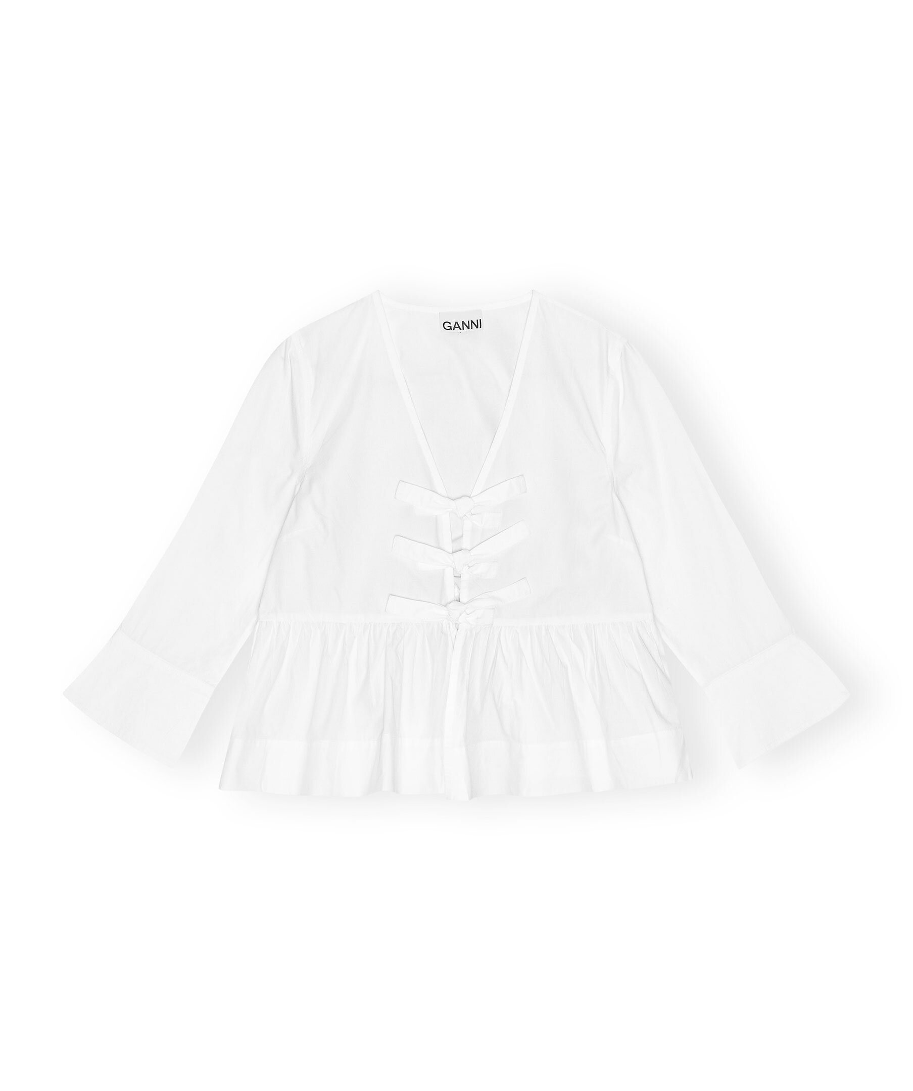 Cotton Poplin Tie Blouse 1