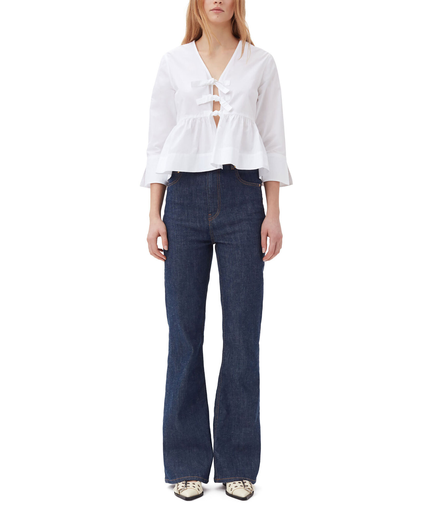 Cotton Poplin Tie Blouse 4